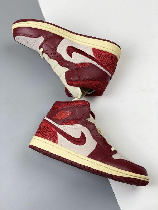 Air Jordan 1 Mid Tiki Leaf Team Red Sail Muslin DZ2820-601 For Sale