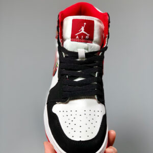 Air Jordan 1 Mid White Plaid Habanero Red Black-White On Sale