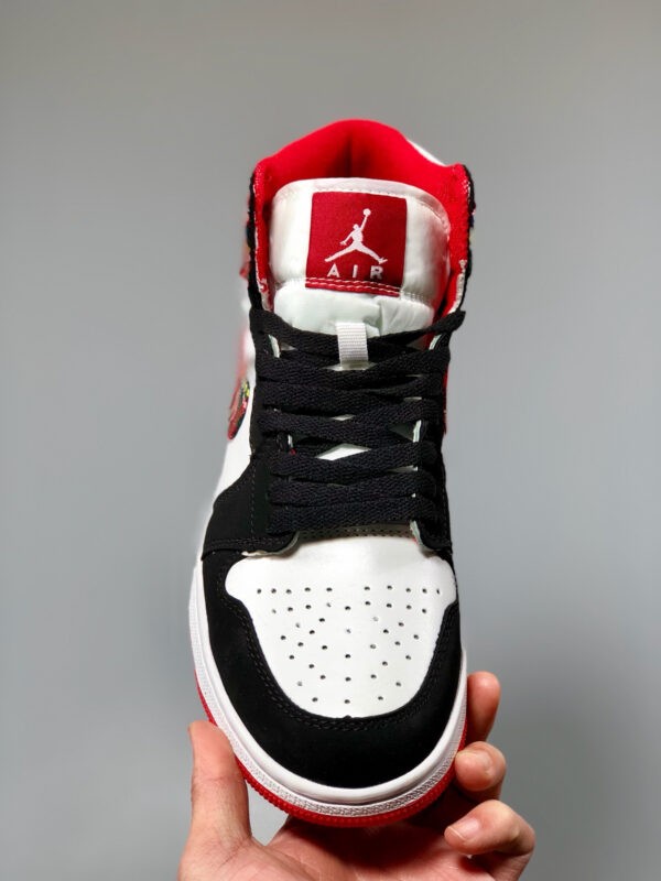 Air Jordan 1 Mid White Plaid Habanero Red Black-White On Sale