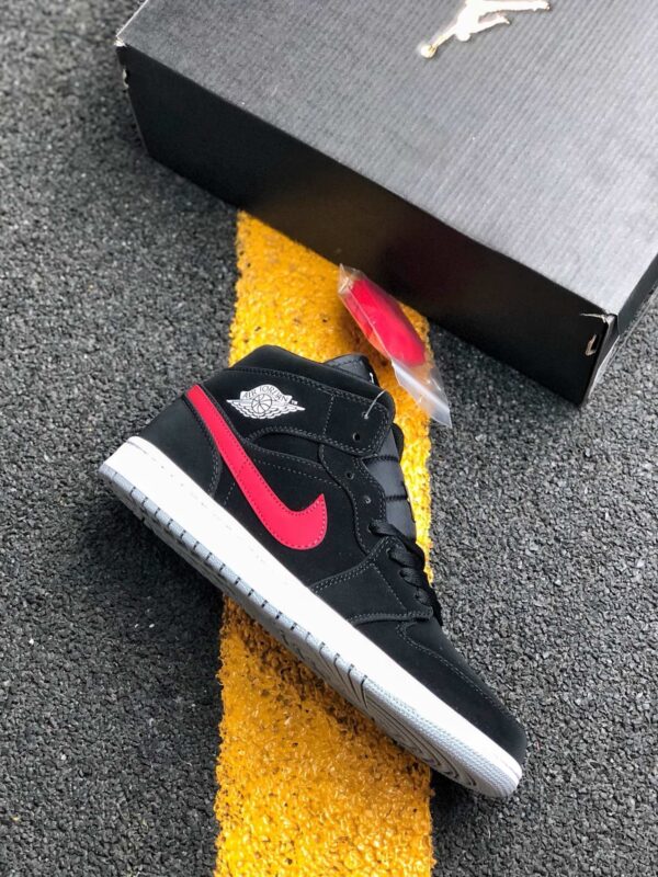 Air Jordan 1 Mid Black Varsity Red-White For Sale