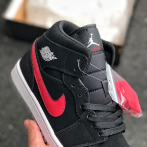 Air Jordan 1 Mid Black Varsity Red-White For Sale