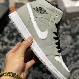 Air Jordan 1 Mid Black White Wolf Grey 554724-046 For Sale