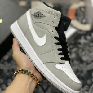 Air Jordan 1 Mid Black White Wolf Grey 554724-046 For Sale