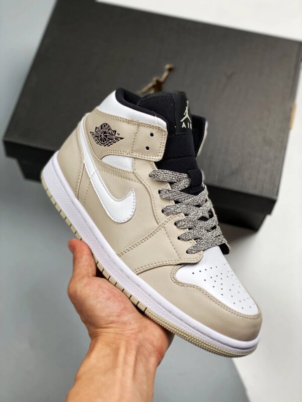 Air Jordan 1 Mid Desert Sand Black White 554724-047 For Sale