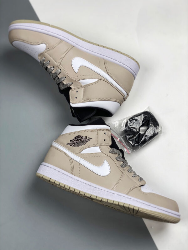 Air Jordan 1 Mid Desert Sand Black White 554724-047 For Sale