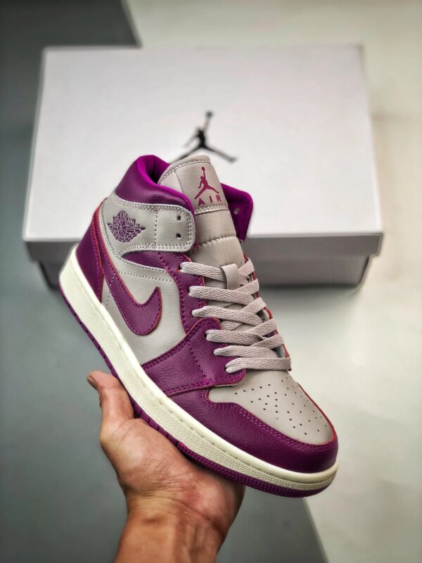 Air Jordan 1 Mid Magenta Light Grey White BQ6472-501 For Sale