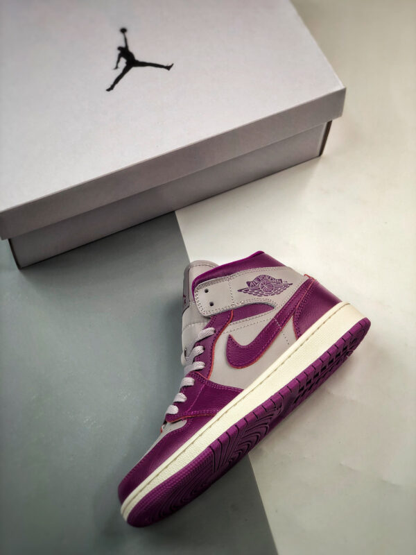 Air Jordan 1 Mid Magenta Light Grey White BQ6472-501 For Sale