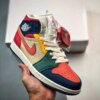 Air Jordan 1 Mid Multi-Color French BlueFire Red Beach Magic Ember For Sale