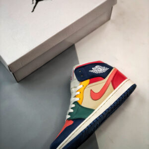 Air Jordan 1 Mid Multi-Color French BlueFire Red Beach Magic Ember For Sale