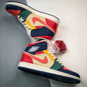 Air Jordan 1 Mid Multi-Color French BlueFire Red Beach Magic Ember For Sale