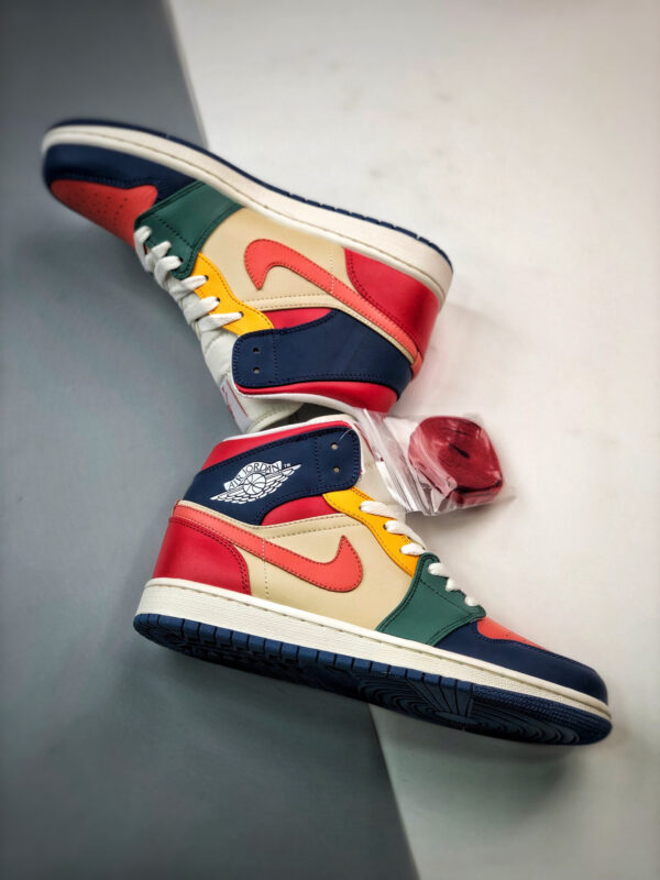 Air Jordan 1 Mid Multi-Color French BlueFire Red Beach Magic Ember For Sale