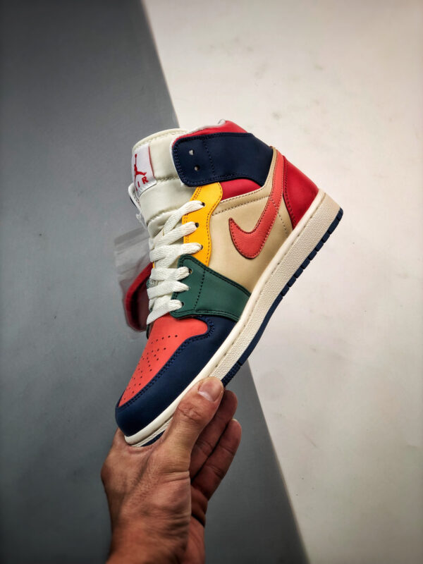 Air Jordan 1 Mid Multi-Color French BlueFire Red Beach Magic Ember For Sale