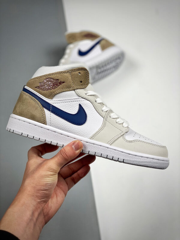 Air Jordan 1 Mid Navy Swooshes and Tan Suede DO6726-100 For Sale