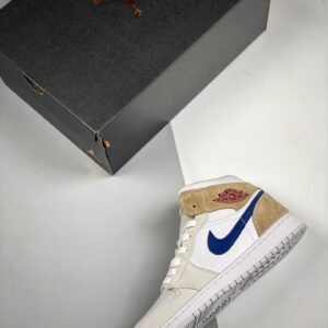 Air Jordan 1 Mid Navy Swooshes and Tan Suede DO6726-100 For Sale