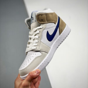 Air Jordan 1 Mid Navy Swooshes and Tan Suede DO6726-100 For Sale