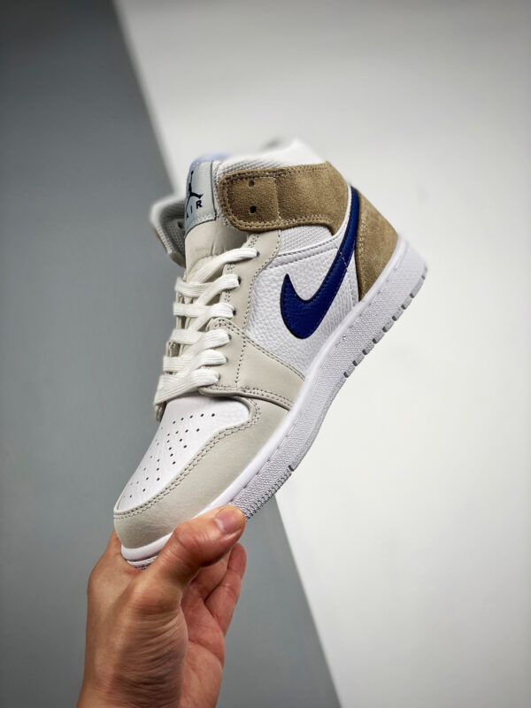 Air Jordan 1 Mid Navy Swooshes and Tan Suede DO6726-100 For Sale