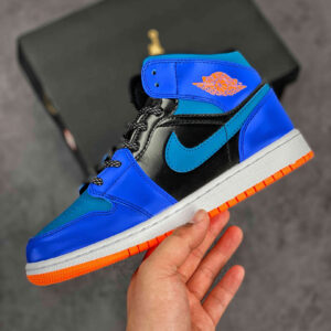 Air Jordan 1 Mid Racer Blue BlackTotal Orange Green Abyss For Sale