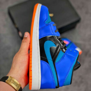 Air Jordan 1 Mid Racer Blue BlackTotal Orange Green Abyss For Sale