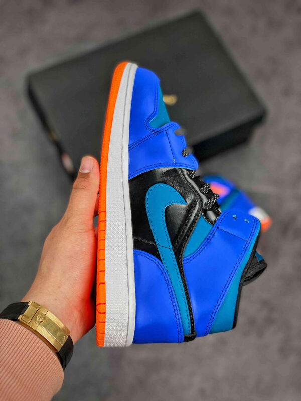 Air Jordan 1 Mid Racer Blue BlackTotal Orange Green Abyss For Sale