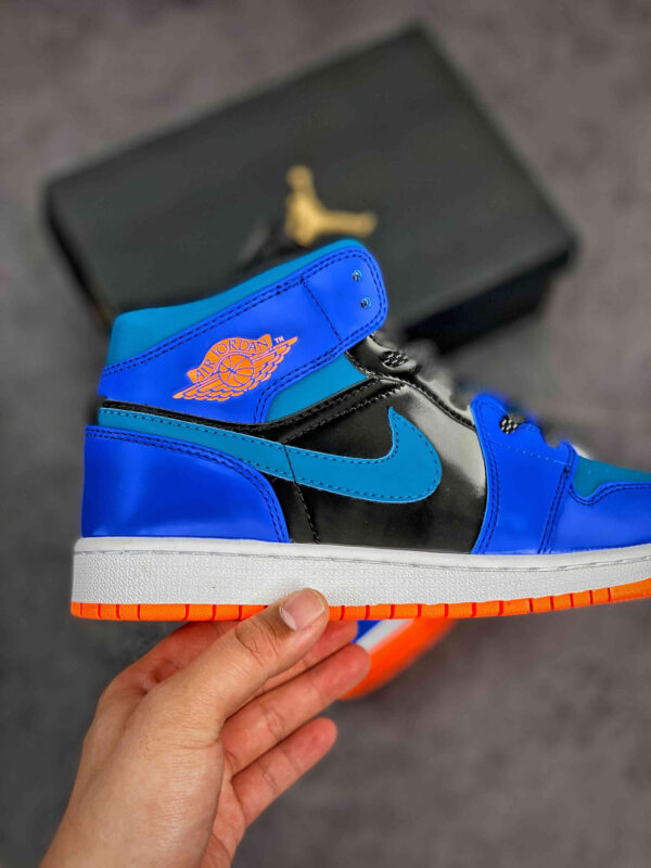 Air Jordan 1 Mid Racer Blue BlackTotal Orange Green Abyss For Sale