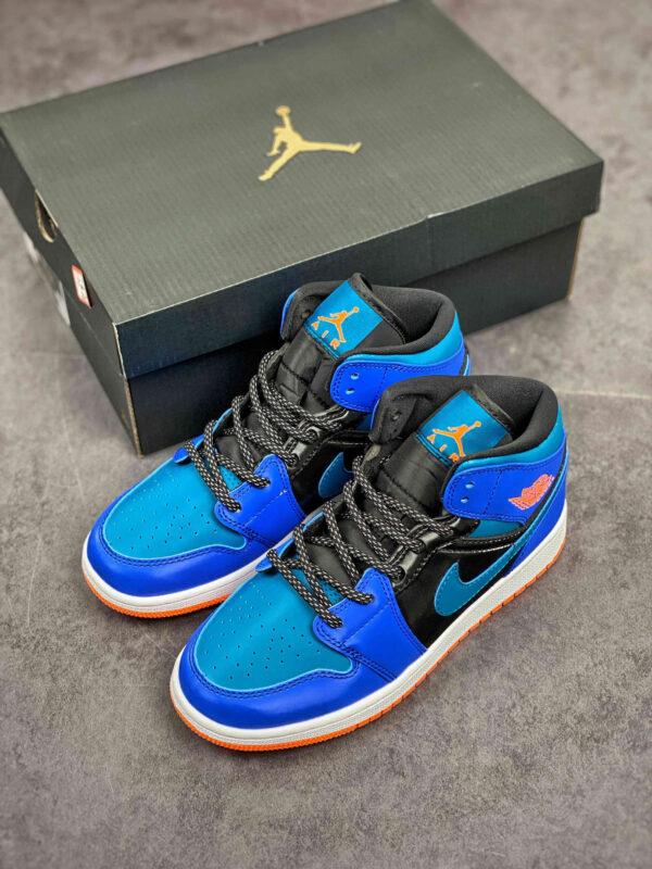 Air Jordan 1 Mid Racer Blue BlackTotal Orange Green Abyss For Sale