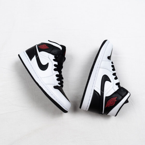 Air Jordan 1 Mid Reverse Black Toe White Black Red For Sale