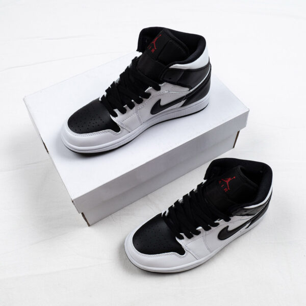 Air Jordan 1 Mid Reverse Black Toe White Black Red For Sale