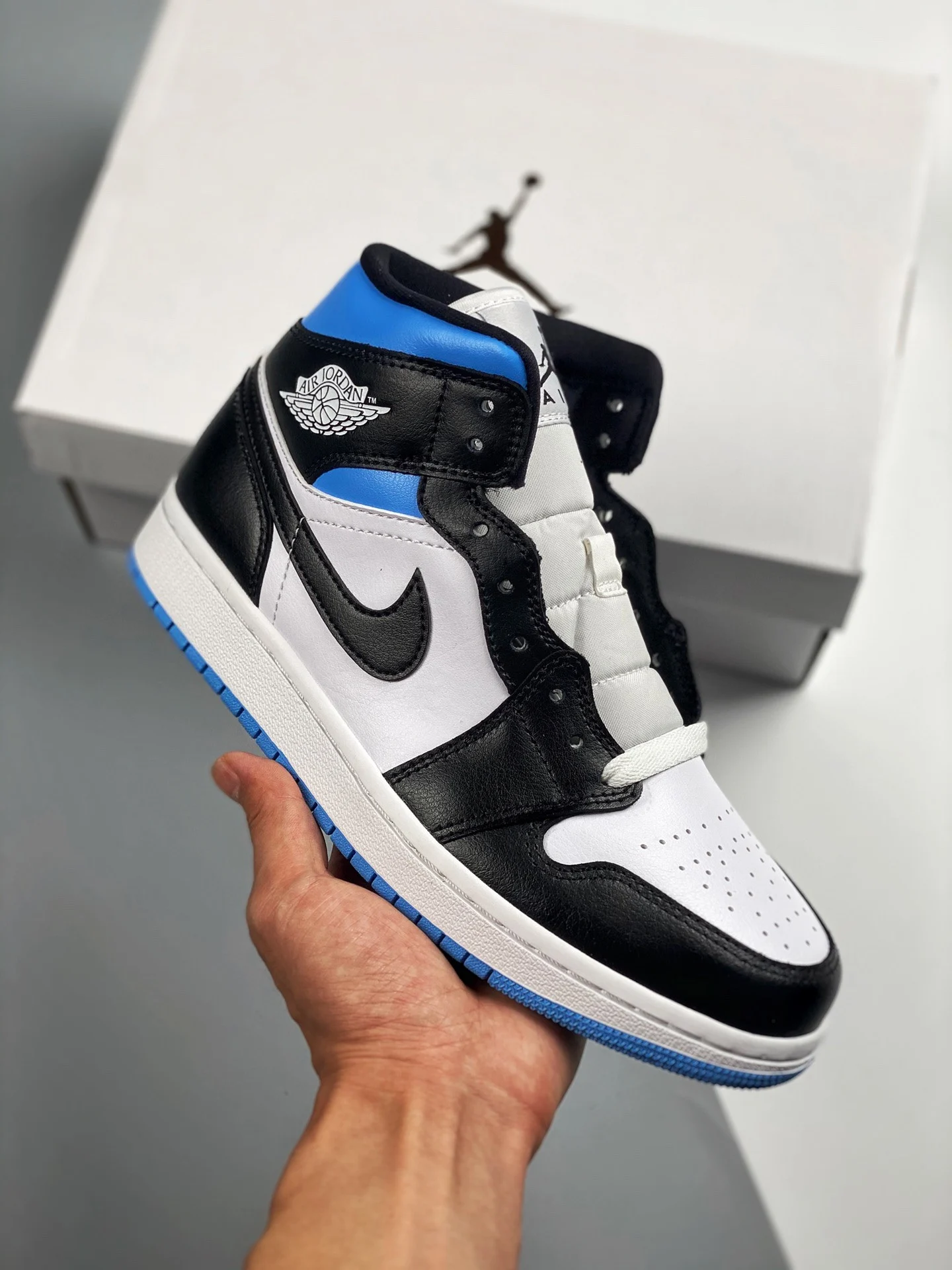 Air Jordan 1 Mid Royal Black White For Sale