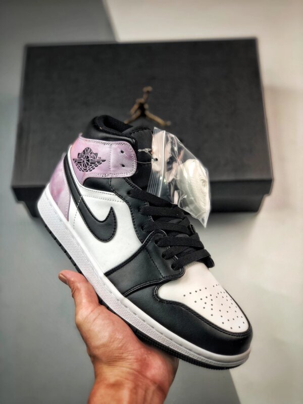 Air Jordan 1 Mid Tie-Dye Black White Amethyst Wave Bleached Coral For Sale