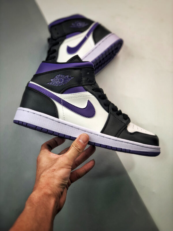 Air Jordan 1 Mid White Black Purple 554724-095 For Sale