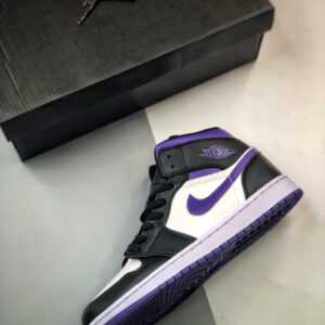 Air Jordan 1 Mid White Black Purple 554724-095 For Sale