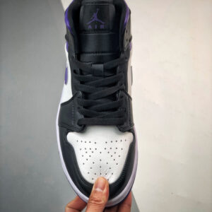 Air Jordan 1 Mid White Black Purple 554724-095 For Sale