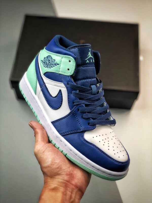 Air Jordan 1 Mid White Navy-Blue Mint 554724-413 For Sale