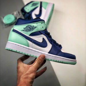 Air Jordan 1 Mid White Navy-Blue Mint 554724-413 For Sale