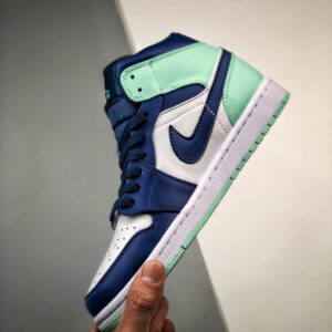 Air Jordan 1 Mid White Navy-Blue Mint 554724-413 For Sale