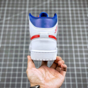 Air Jordan 1 Mid White University Red-Game Royal For Sale