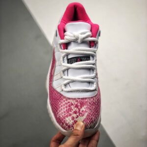 Air Jordan 11 Low WMNS Pink Snakeskin White Watermelon-Black