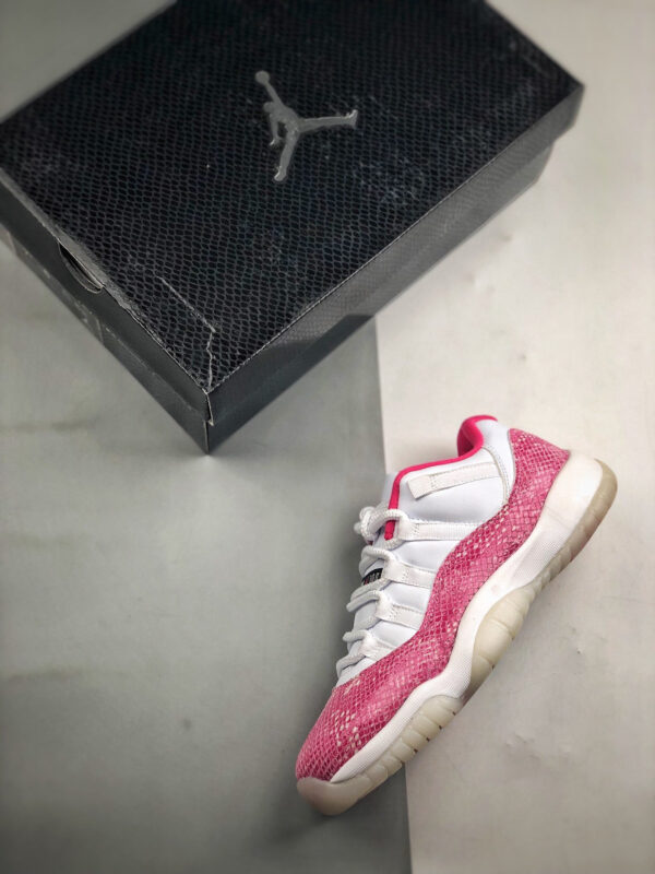 Air Jordan 11 Low WMNS Pink Snakeskin White Watermelon-Black