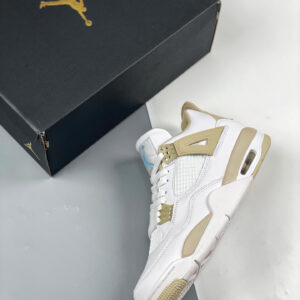 Air Jordan 4 Linen White Boarder Blue-Light Sand For Sale