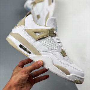 Air Jordan 4 Linen White Boarder Blue-Light Sand For Sale