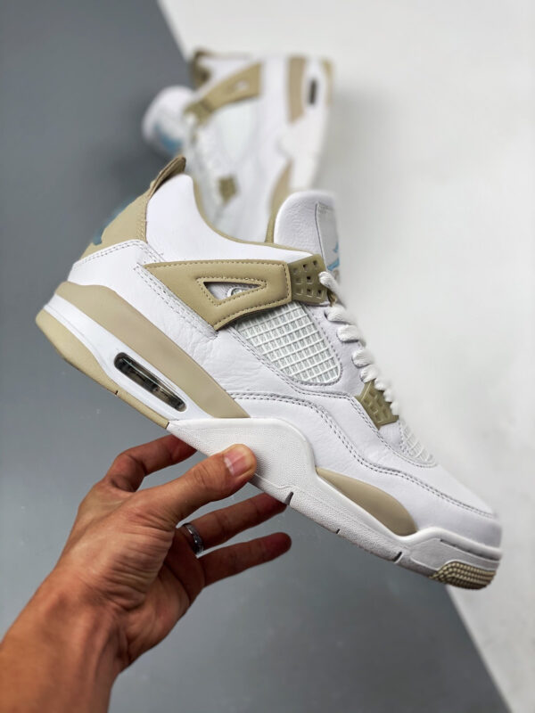 Air Jordan 4 Linen White Boarder Blue-Light Sand For Sale