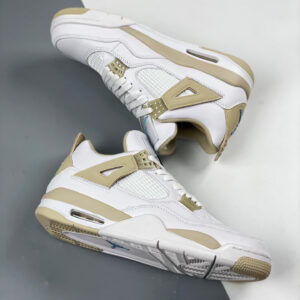 Air Jordan 4 Linen White Boarder Blue-Light Sand For Sale