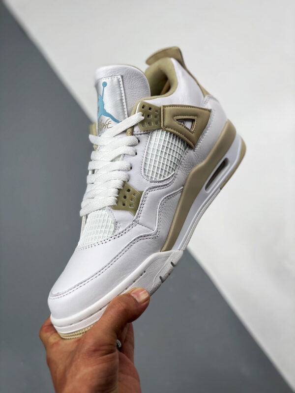 Air Jordan 4 Linen White Boarder Blue-Light Sand For Sale