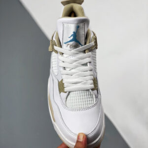 Air Jordan 4 Linen White Boarder Blue-Light Sand For Sale