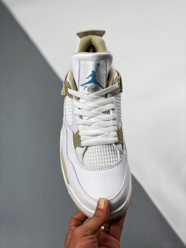 Air Jordan 4 Linen White Boarder Blue-Light Sand For Sale