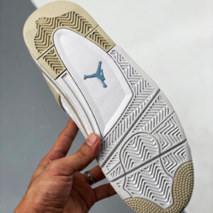 Air Jordan 4 Linen White Boarder Blue-Light Sand For Sale