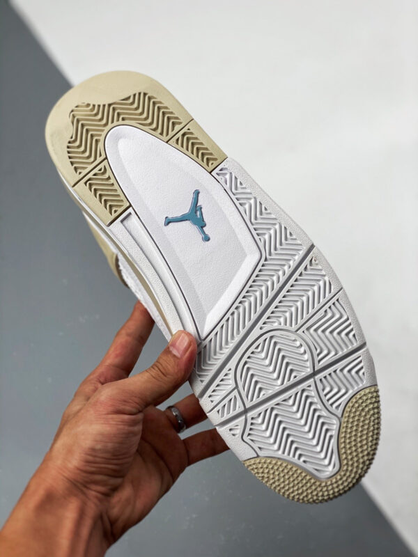 Air Jordan 4 Linen White Boarder Blue-Light Sand For Sale