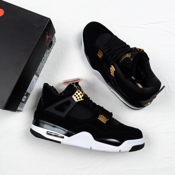 Air Jordan 4 Royalty Black Metallic Gold-White For Sale