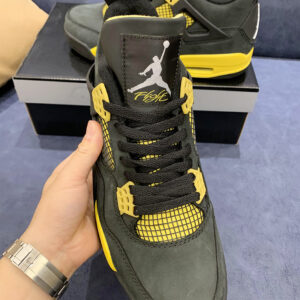 Air Jordan 4 Thunder Black Vibrant Yellow-White On Sale