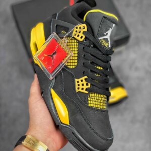 Air Jordan 4 Thunder Black White-Tour Yellow For Sale